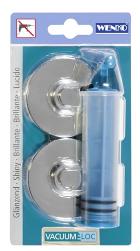 WENKO Vacuum-LocAdapter,2er Set, Befestigung ohne bohren, inkl. Pumpe,einzigartiges Saug-System,einfaches & sicheres Anbringen an der Wand,Maße (B/T x H): Ø 6 x 2,8 cm,Verchromt,bis 33kgs, 2.8 x 6 x 6 cm im Sale